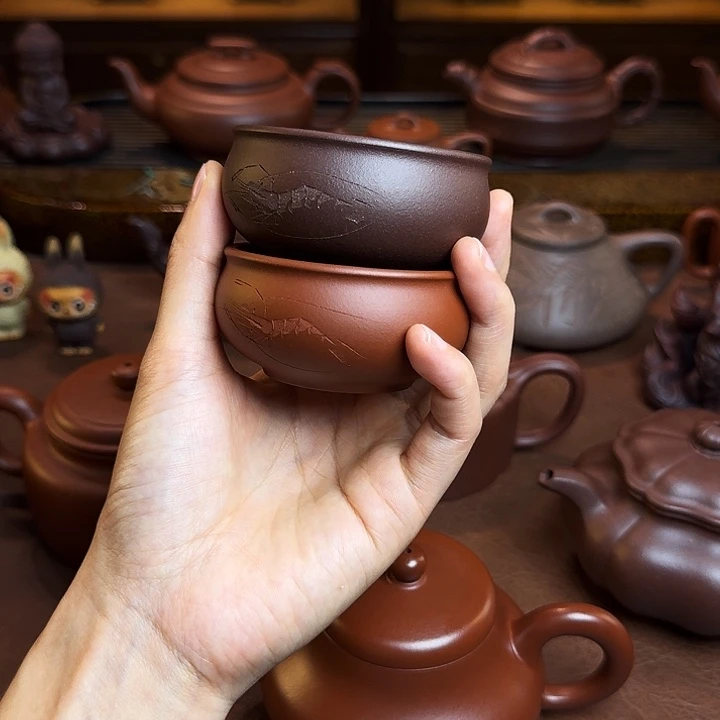 茶壶紫砂主人杯，紫泥