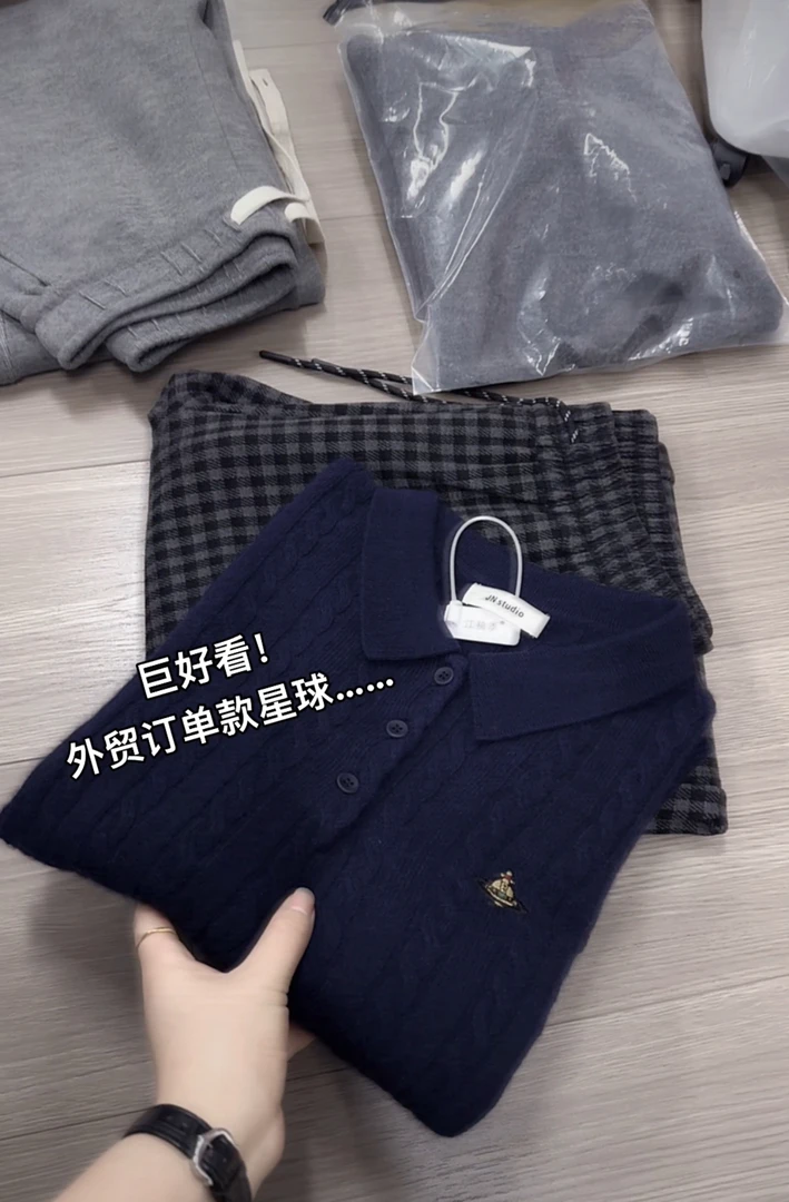 米蓝家名殿！巨好看～外贸订单款星球翻领毛衣037