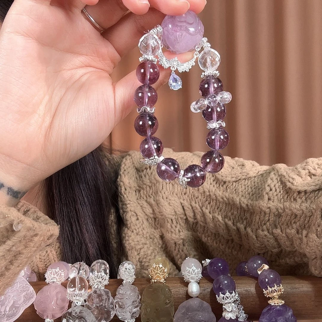 水晶手链合金紫趴趴狐