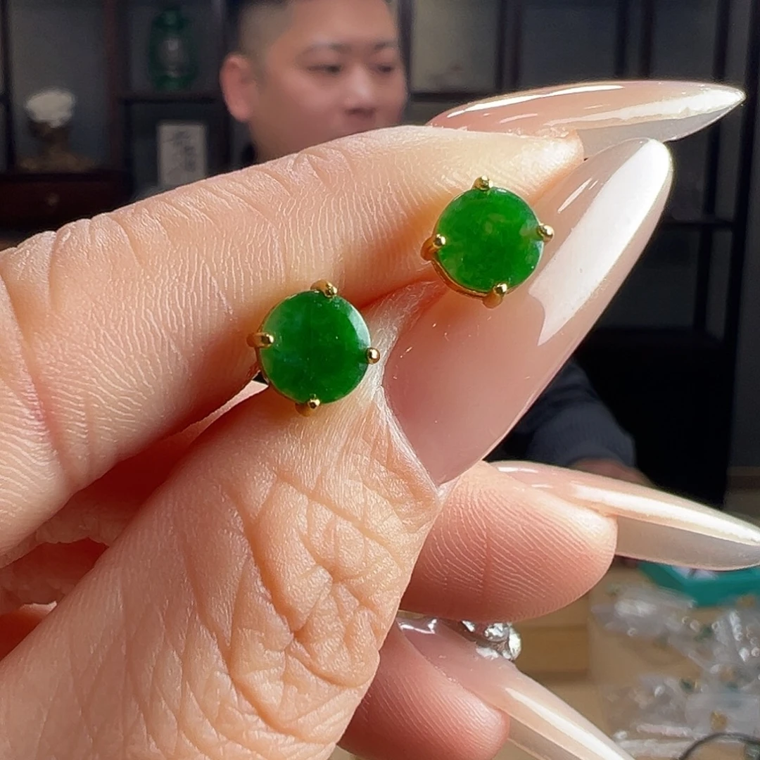 翡翠银S925镶嵌耳饰耳环54