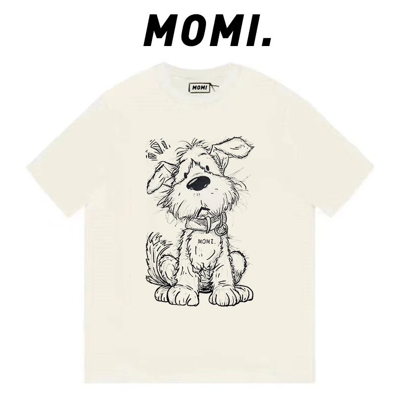 【MOMI】无感印花！呆呆狗 260克纯棉重磅短袖女宽松休闲百搭T恤男