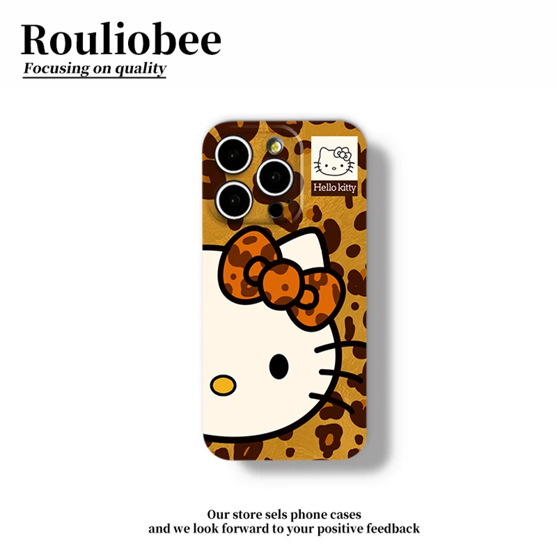 豹纹大脸Kitty猫适用苹果16/17promax菲林手机壳小华为vivoppo