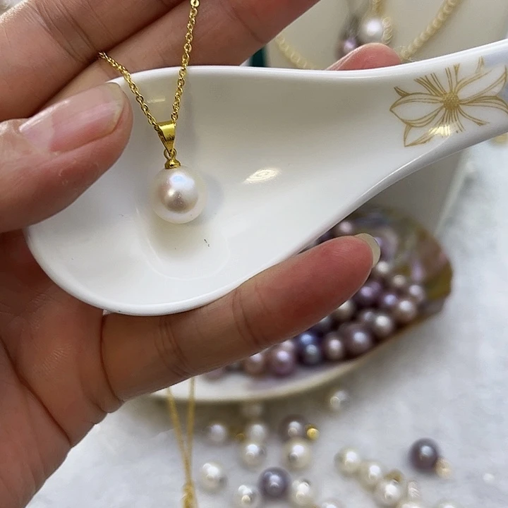合金白珠金色瓜子扣淡水珍珠