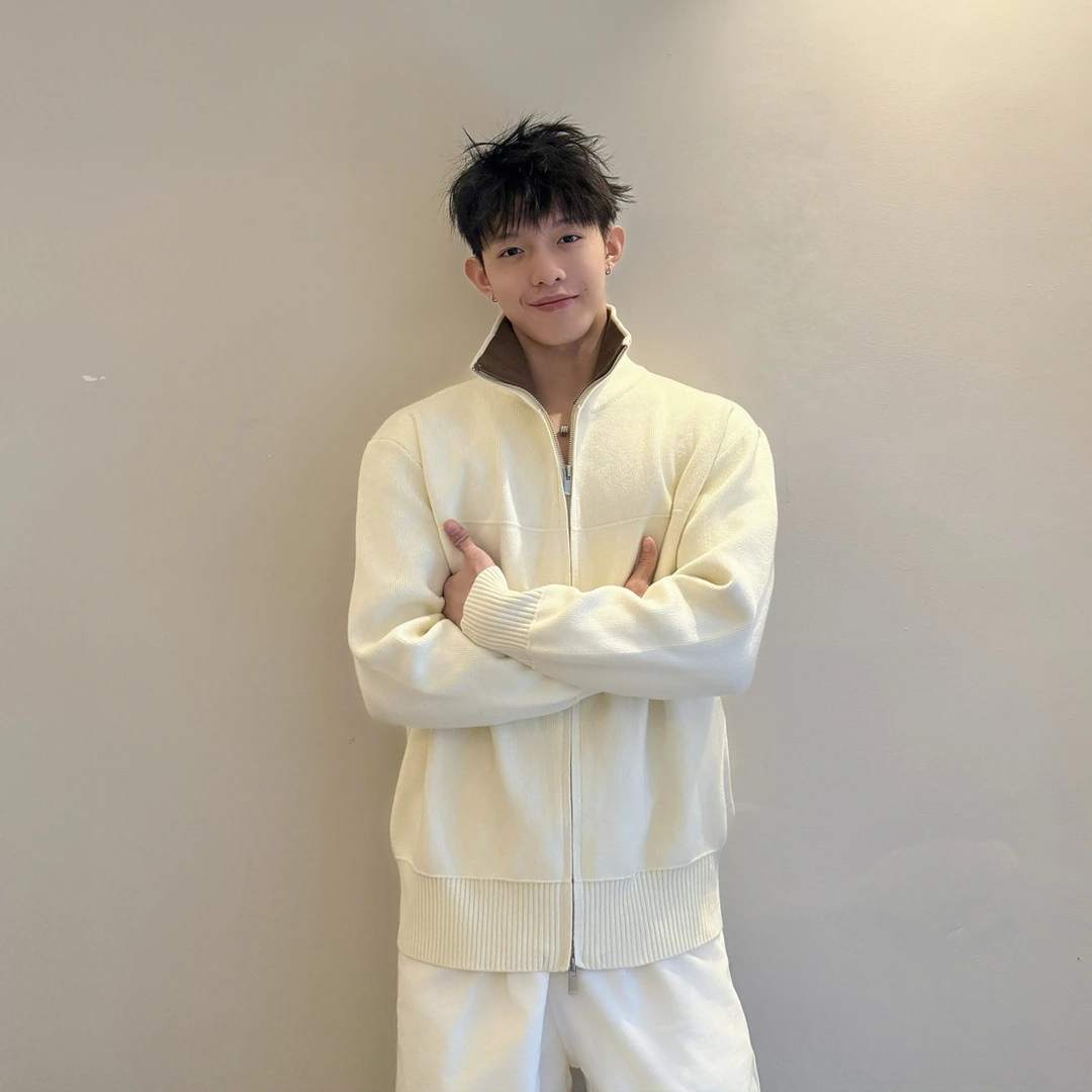 Monster G拼接态度’慵懒轻熟莫代尔亲肤极简休闲毛衣针织开衫外套