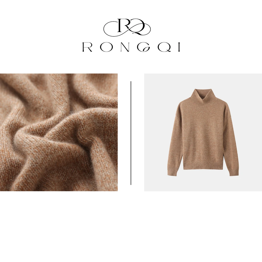 ”金色黎明“秋冬女士100%山羊绒加厚花纱高领百搭通勤羊绒衫X399