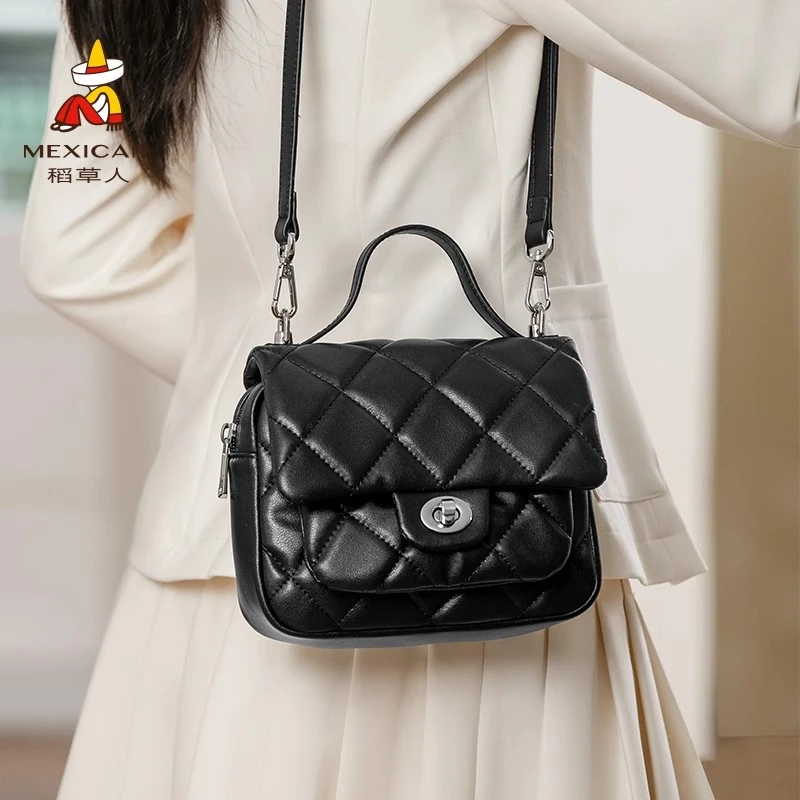 稻草人包包2025新款菱格小香风链条包女士单肩斜挎包大容量通勤包