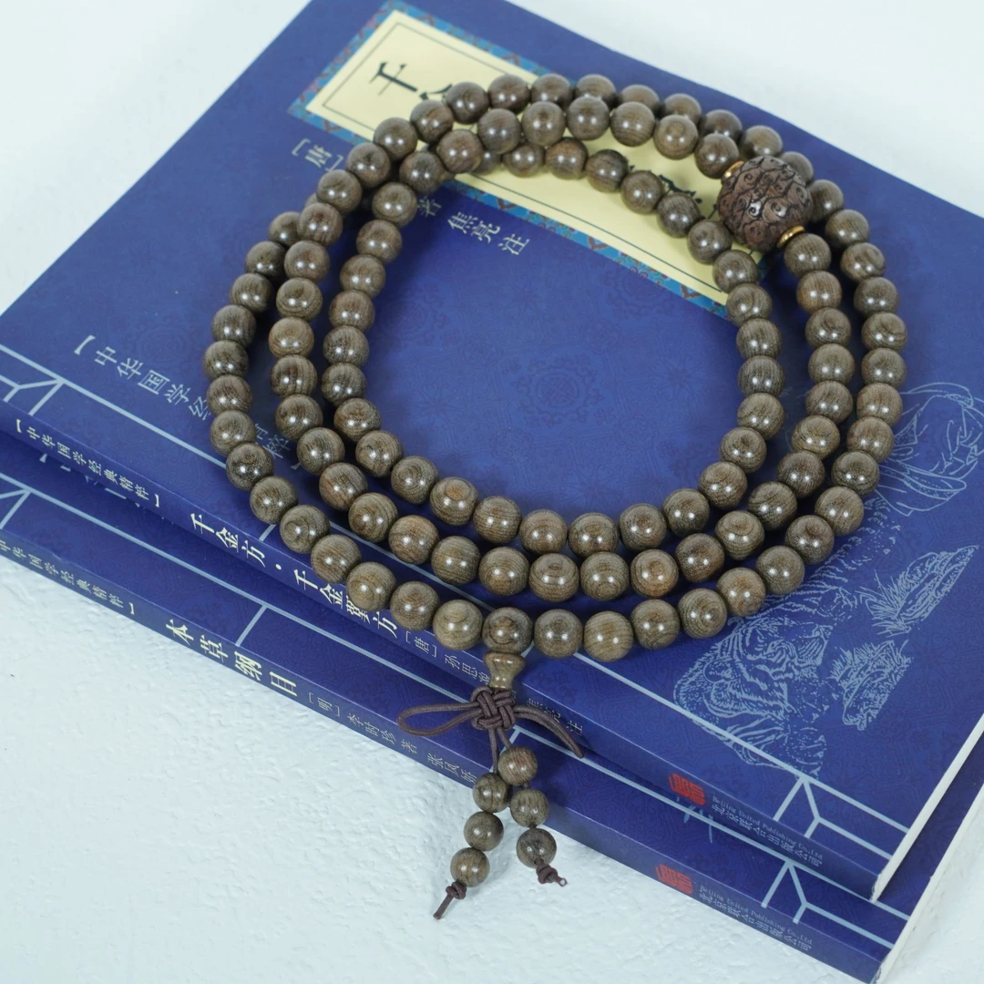 【中国徐州博物馆联名款】阴沉金丝楠木8MM多圈加祥云雕刻珠手串