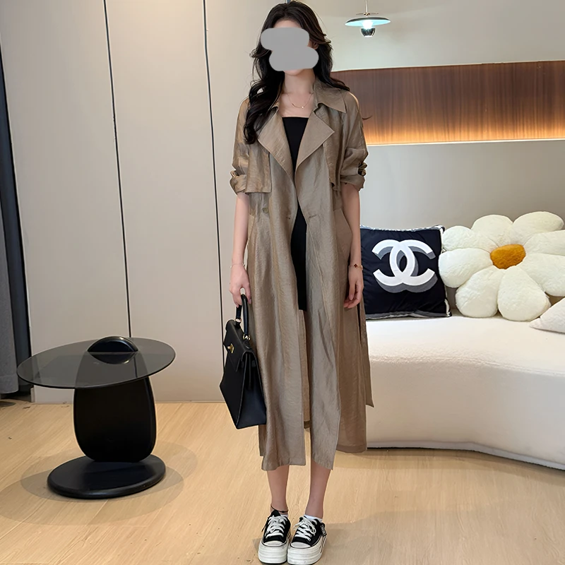 2025夏季新款高级感轻奢时尚气质中长款防晒风衣外套女英伦风大衣