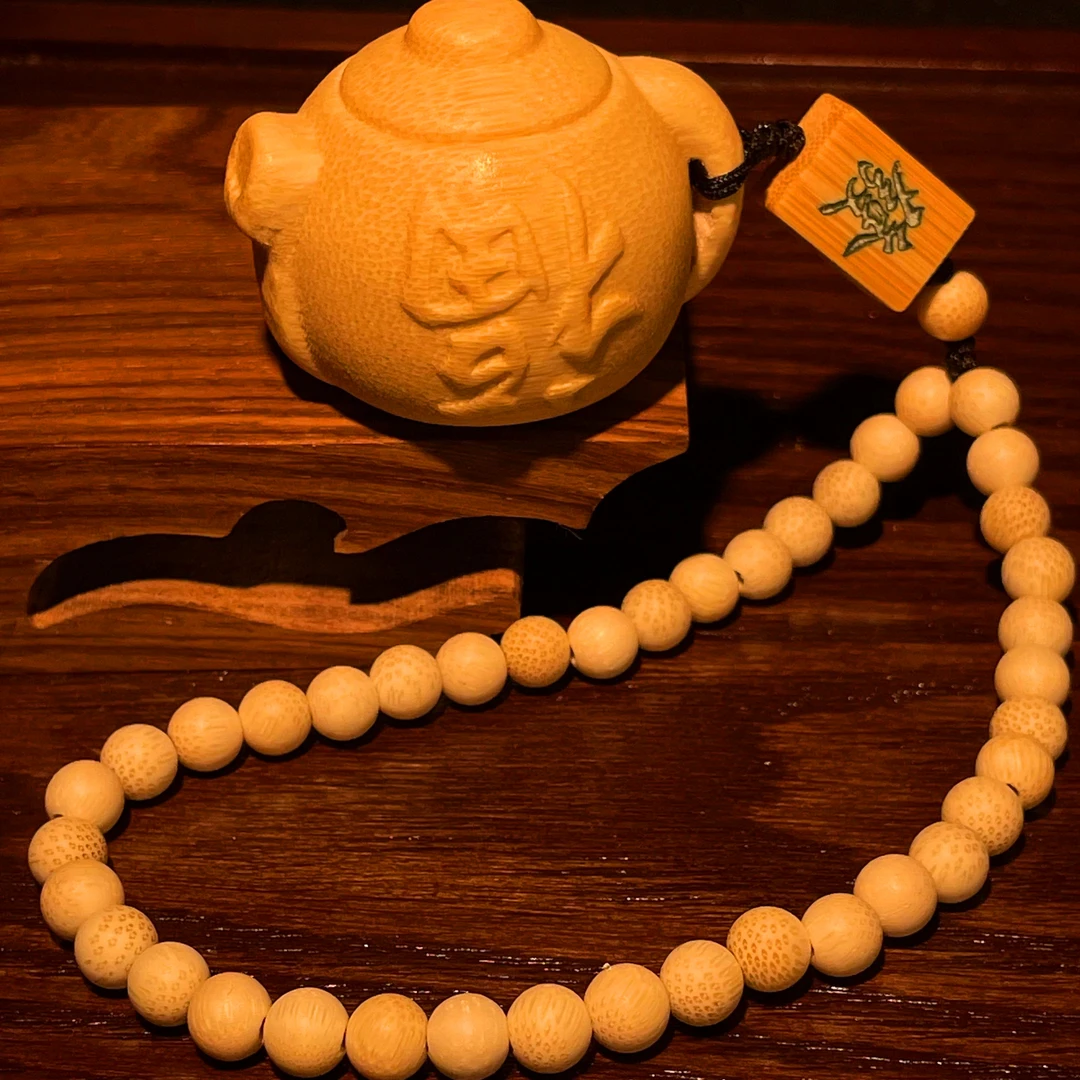 【御泓轩】倒福把把壶袋绿發配饰 实心竹雕刻打磨精品浮力