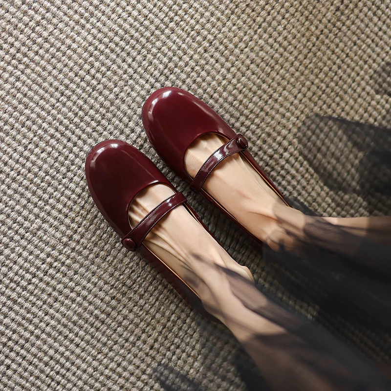 辰光拾锦手工女鞋丨文艺复古甜美豆豆鞋圆头平底羊皮真皮超软单鞋