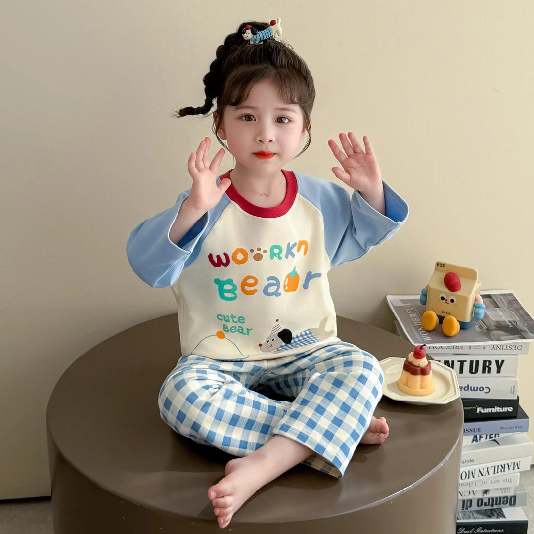 儿童睡衣春秋款2025新款纯棉a类长袖薄款宝宝女孩儿童卡通家居服