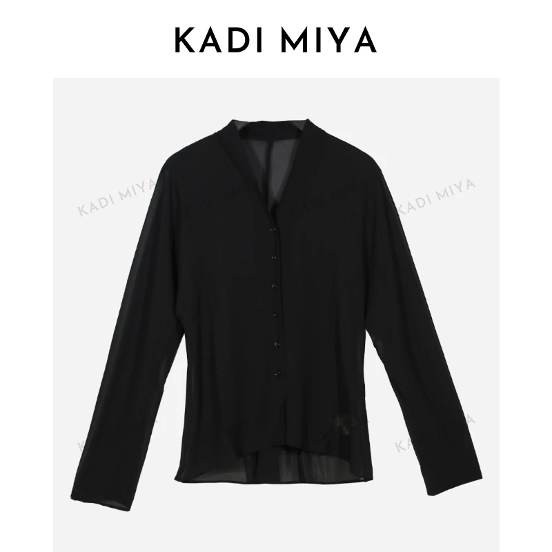 KADIMIYA气质简约时尚防晒衫乔其纱衬衫高级感女士上衣外套