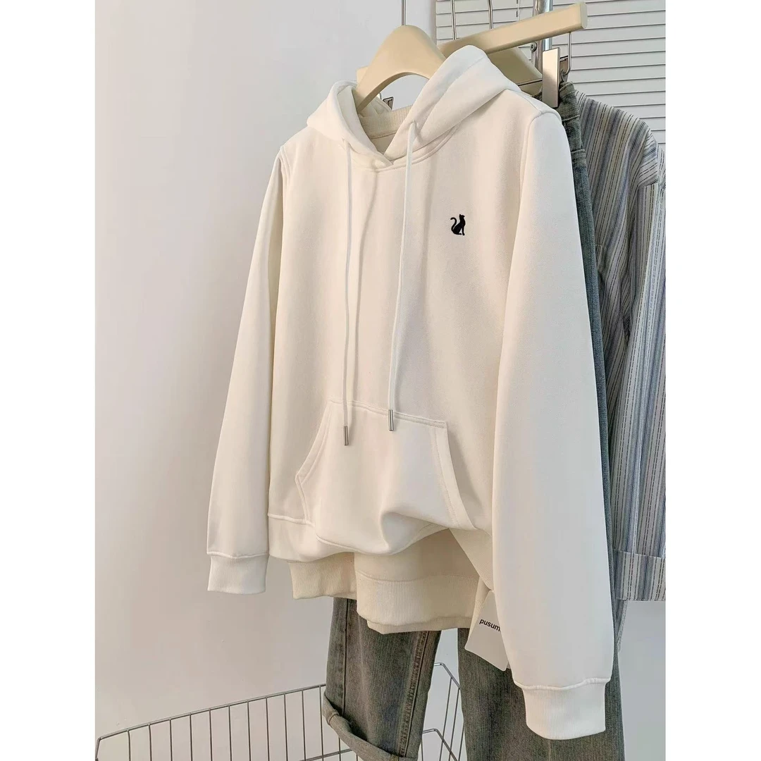 【C550、D701】秋冬季新款圆领连帽加绒加厚卫衣男女宽松休闲上衣