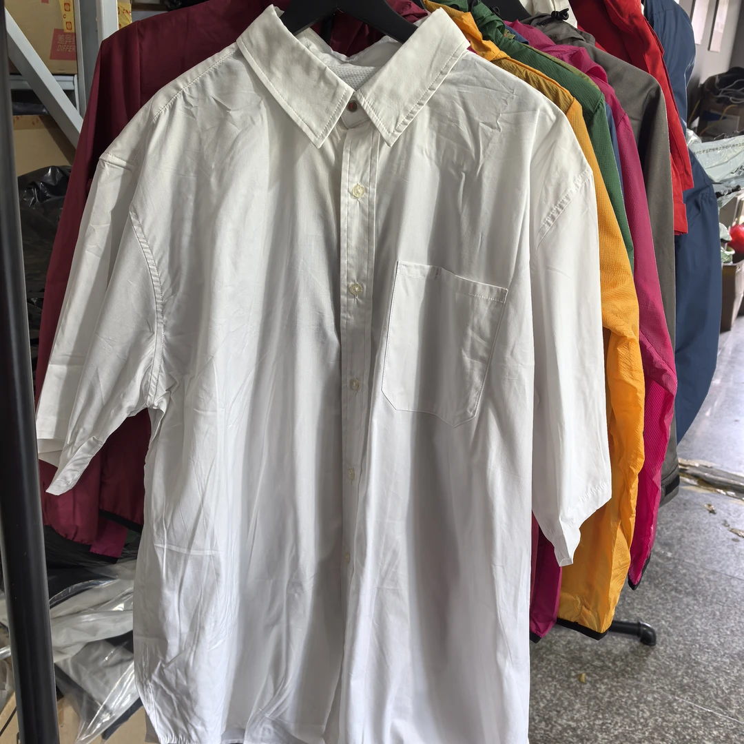 8083大码男款加大码男士衬衣纯白色袖衬衫百搭休闲上衣