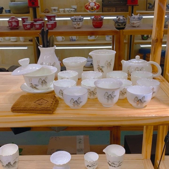 【不止】羊脂玉瓷茶具套装