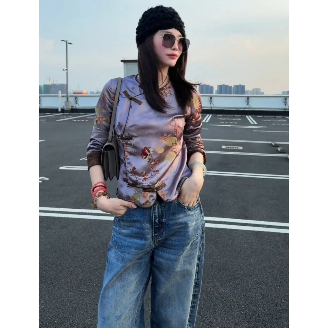 复古时尚新中式国风上衣女多巴胺设计感休闲百搭长袖衬衫2025新款