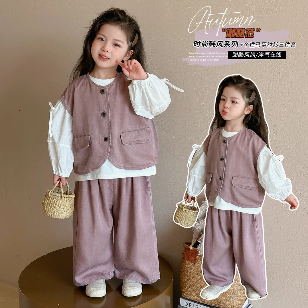 女童套装秋季2025新款儿童洋气时髦秋装宝宝格子卫衣打底裤两件套