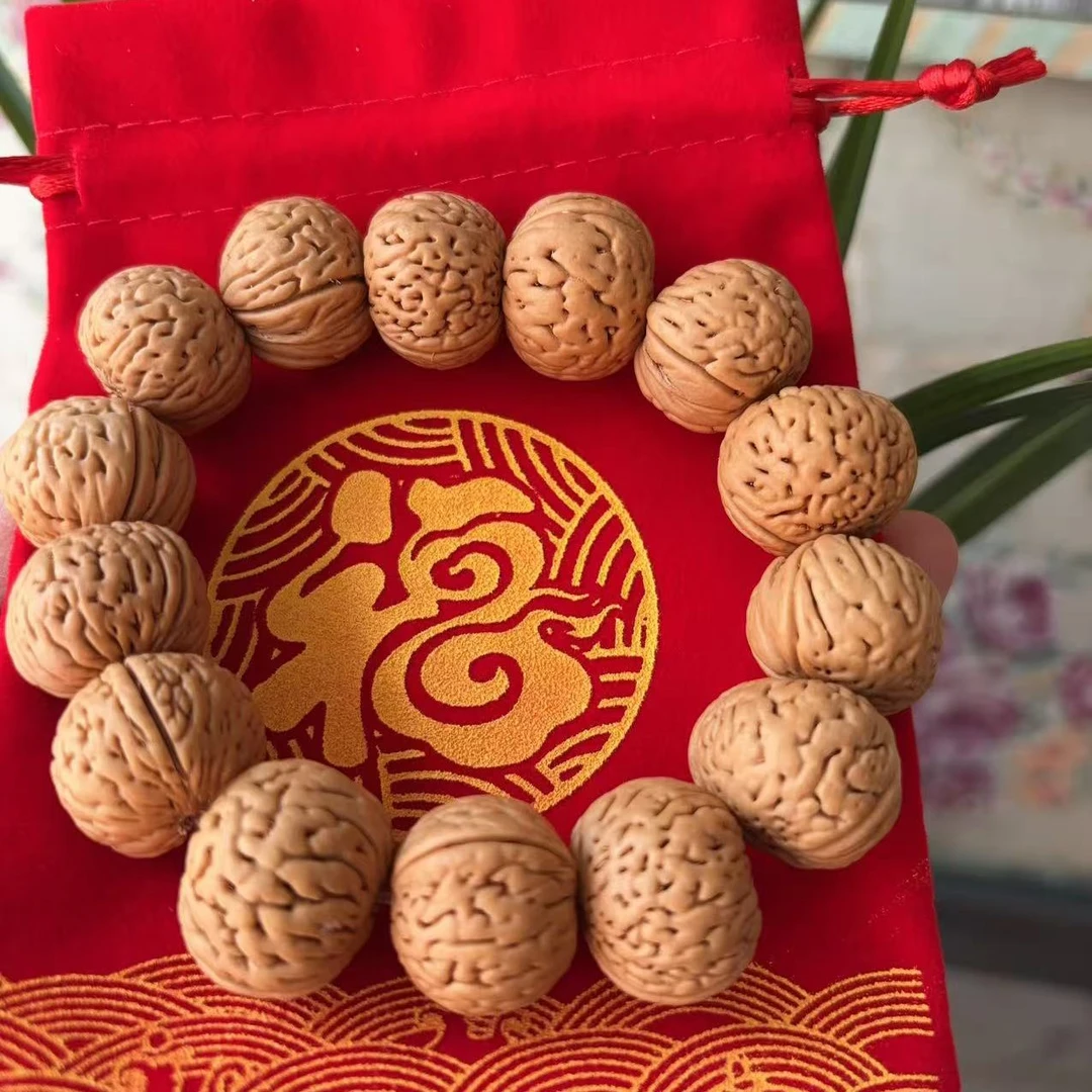 非金属木质手链 野生桃核脑纹文玩手串