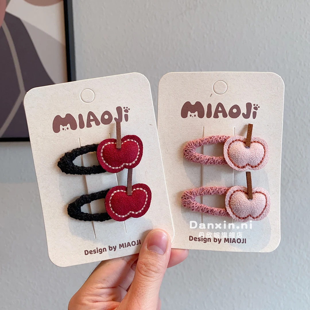 儿童秋冬皮绒苹果发夹不伤发宝宝bb夹子可爱刘海夹碎发卡女童发饰