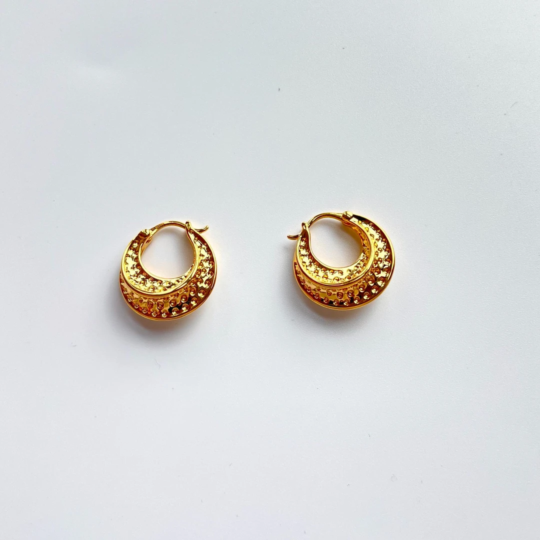 【小锤纹】足金999黄金5D无氰小锤纹潮流时尚耳扣