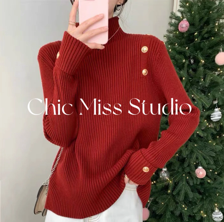 【黑色】3561超柔软高品质中领针织毛衣