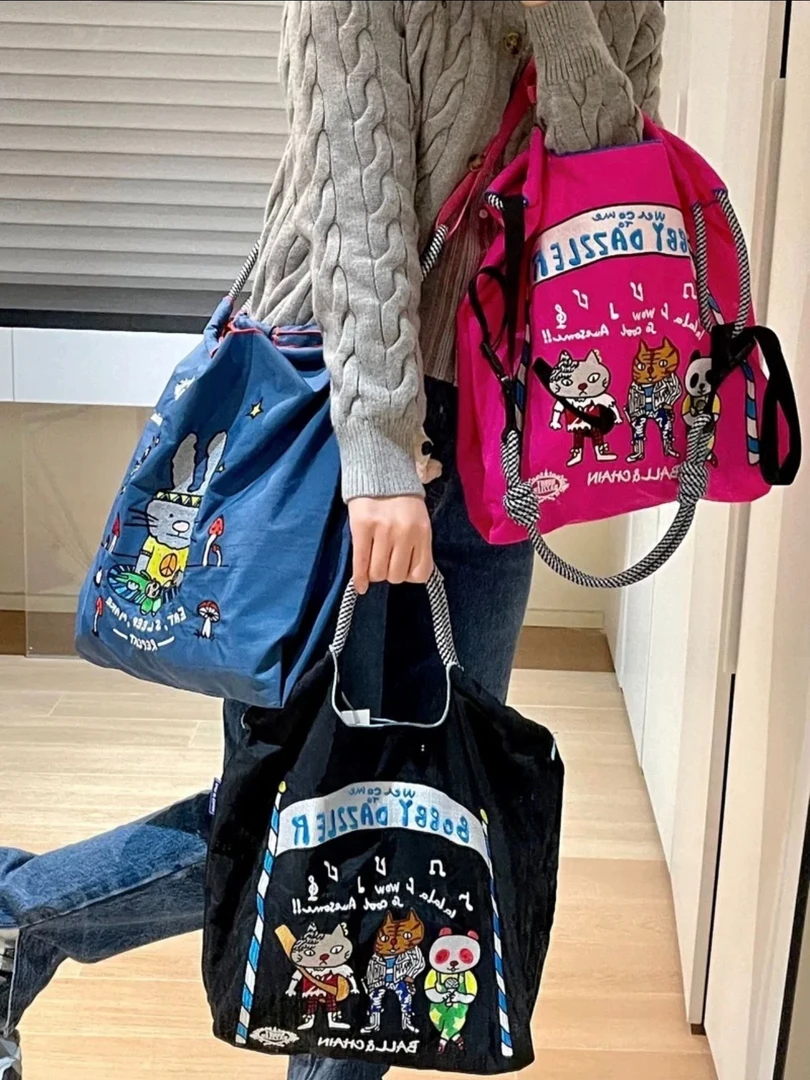 【中包大包】万针刺绣高定单肩斜挎包可折叠休闲百搭购物袋女新款包