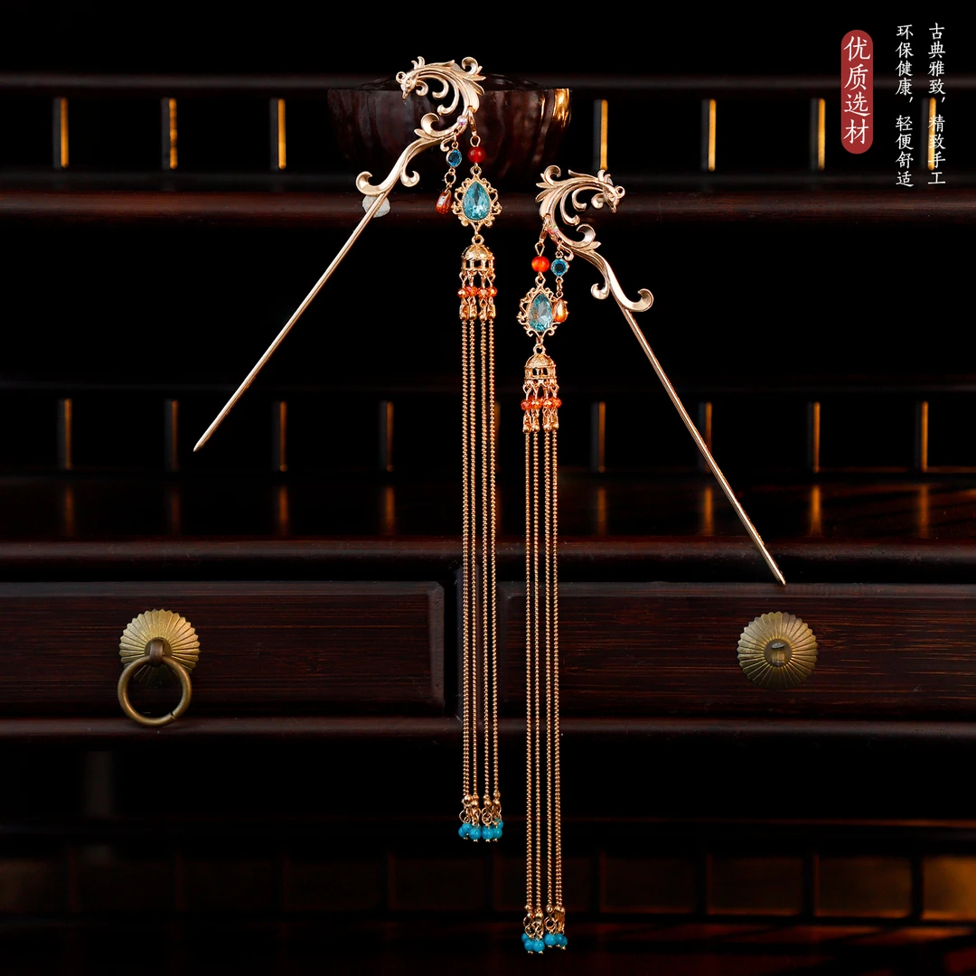 古风汉服发饰手工百搭敦煌异域风优雅气质唐风长流苏发簪配饰簪子