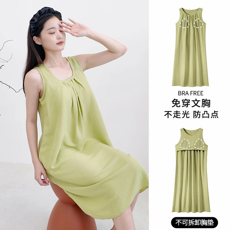 【带胸垫】睡裙女夏季新款吊带无袖凉感2025爆款性感连衣裙可外穿