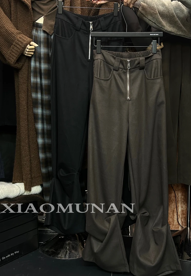 有货小木南#8729春秋福利呢料工装直筒裤，裤长：108cm