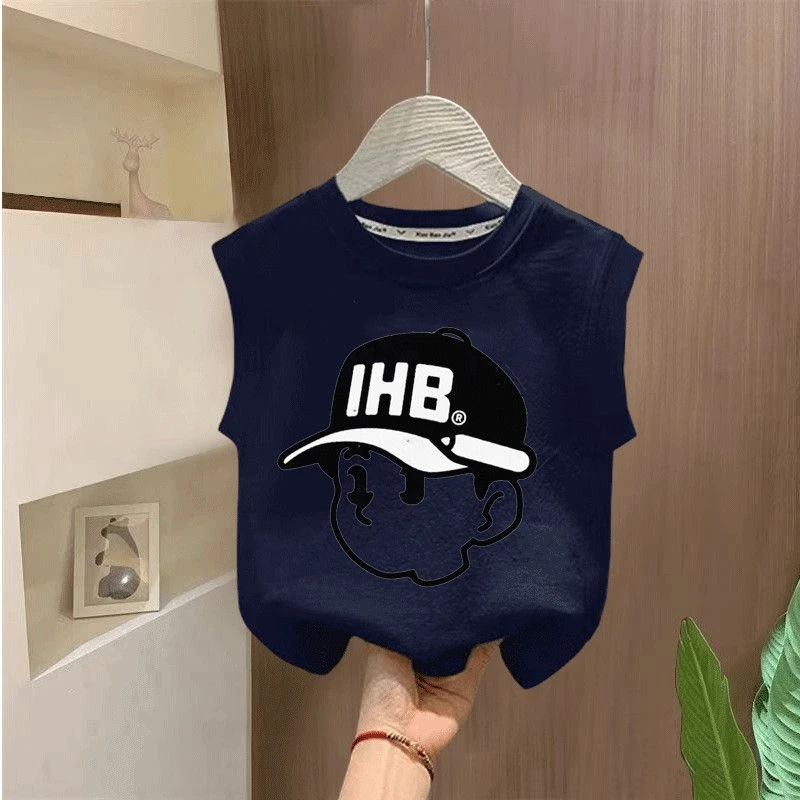 新款夏季童装儿童男童背心上衣短袖无袖纯棉夏装宝宝坎肩外穿T恤t