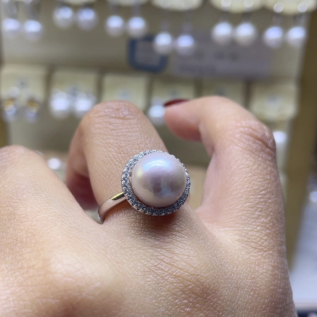 银S925镶嵌淡水珍珠戒指