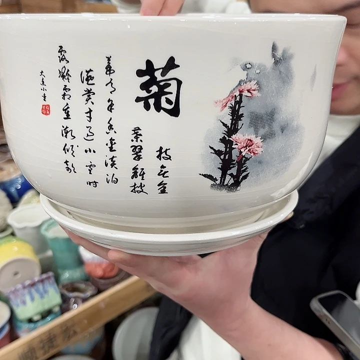 陶瓷陶瓷花盆有带冰裂效果