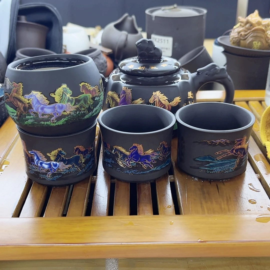 一壶四杯四方壶马到成功一个主杯三个客杯