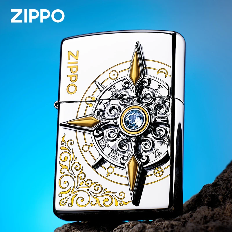 ZIPPO/之宝爱情指南针贴章防风打火机男士生日礼物送男友可定制