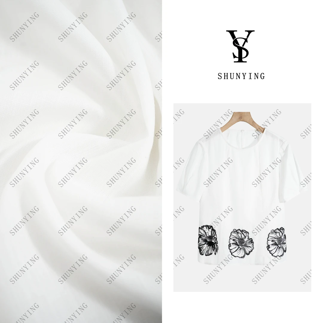 【仟娜】精致时尚~时尚刺绣花朵休闲减龄百搭短袖T恤SY72T506