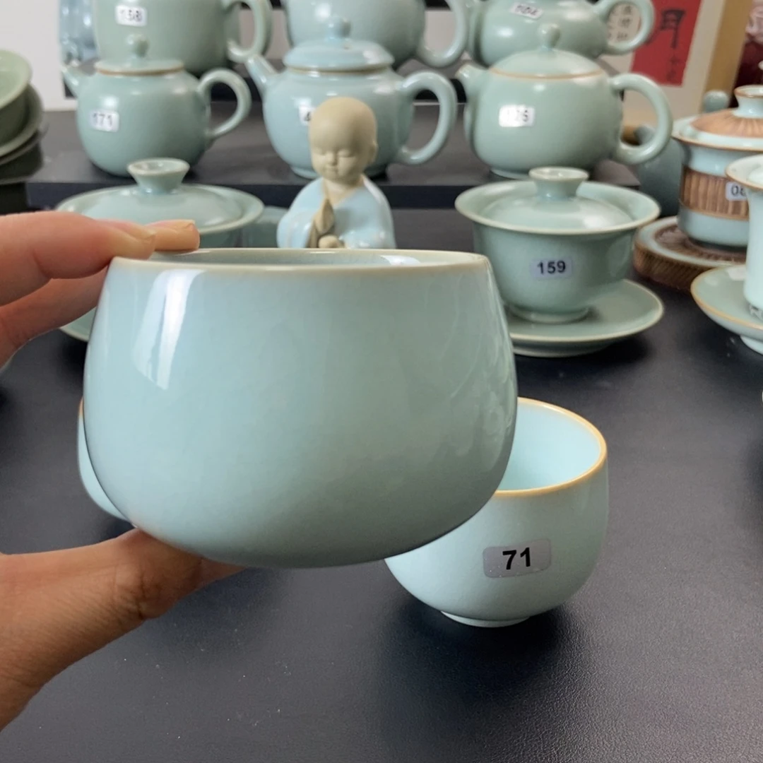 浅***ξ天青釉水杯赵琳微瑕