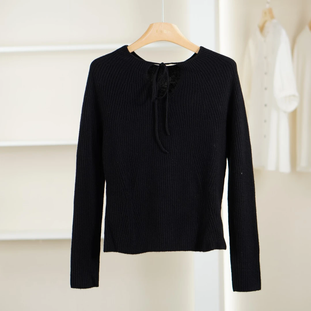 麦迪尚品【法e】51026442 秋季时尚套头针织系带上衣品牌女装