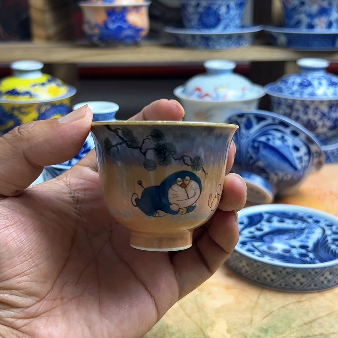 空**也手工手绘叮当猫铃铛杯