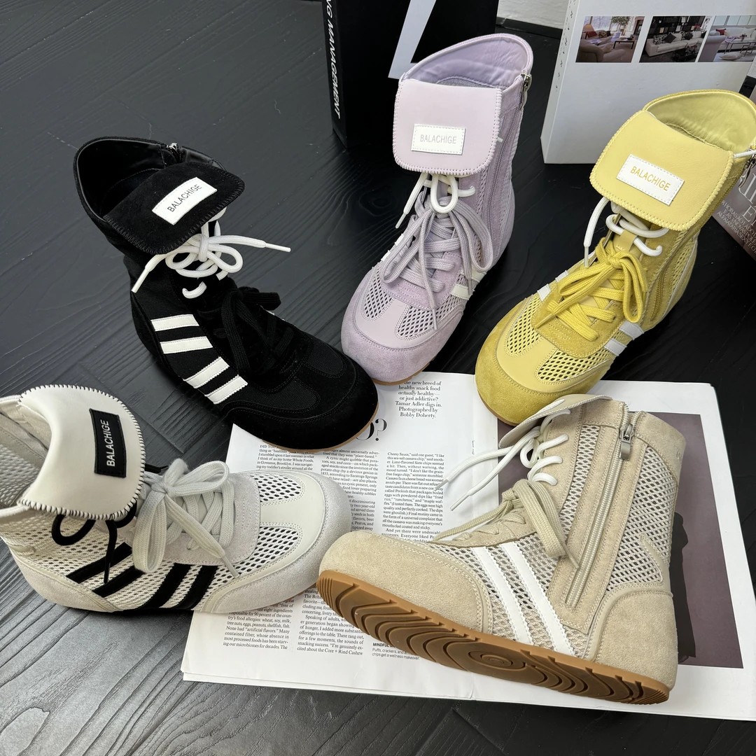 【现货】网纱拳击鞋软底内增高高帮德训鞋25WZ00347