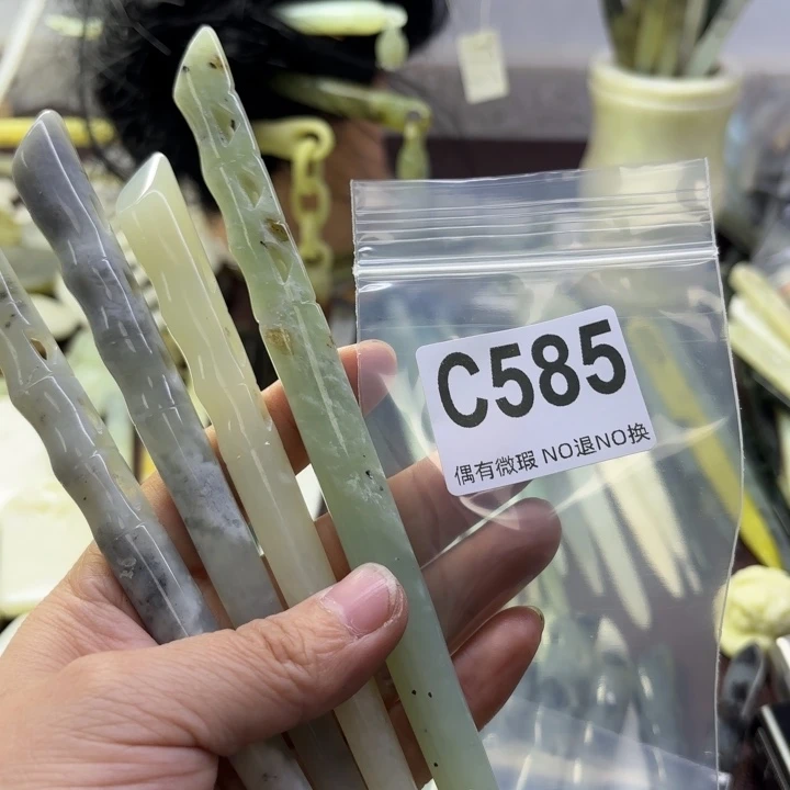 蛇纹石玉发饰合金A****心