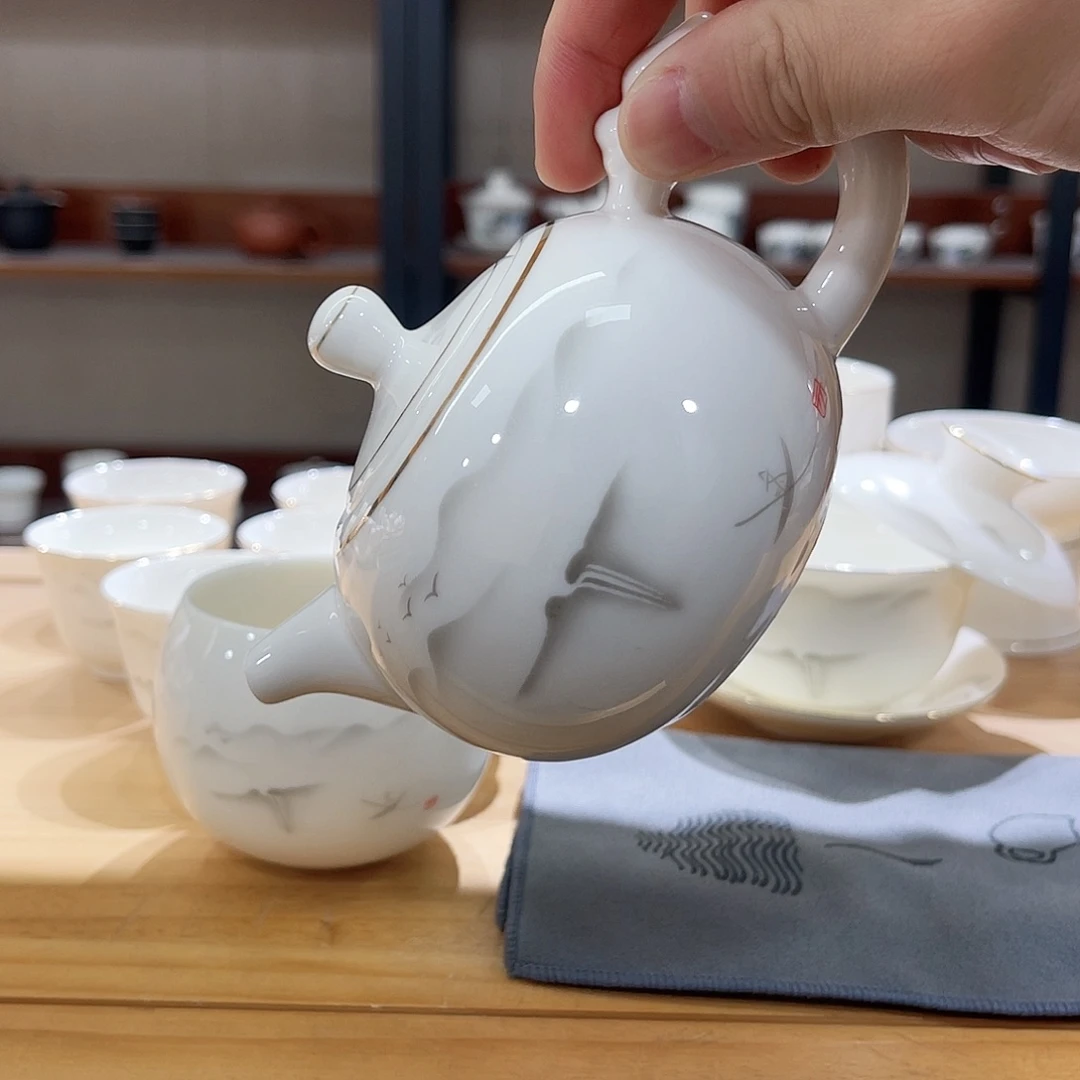 高端羊脂玉茶具套装