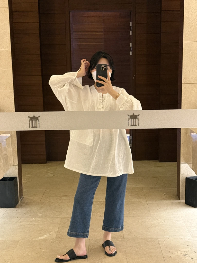 花间墅里丨无领亚麻衬衫 夏款亚麻长袖时尚休闲无领衬衫