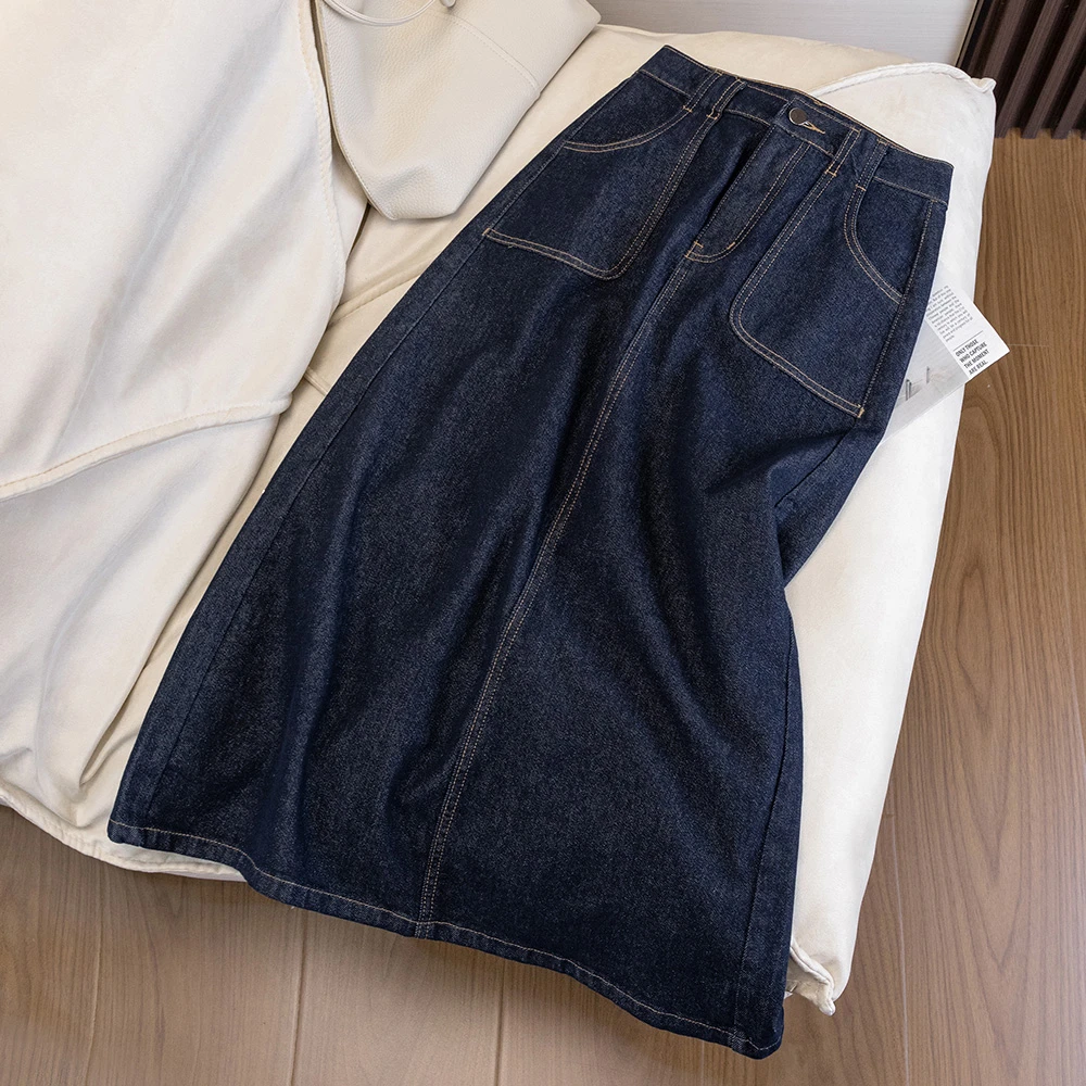 0592高腰开叉牛仔半身裙女2025年新款秋季小个子a字半裙包臀长裙