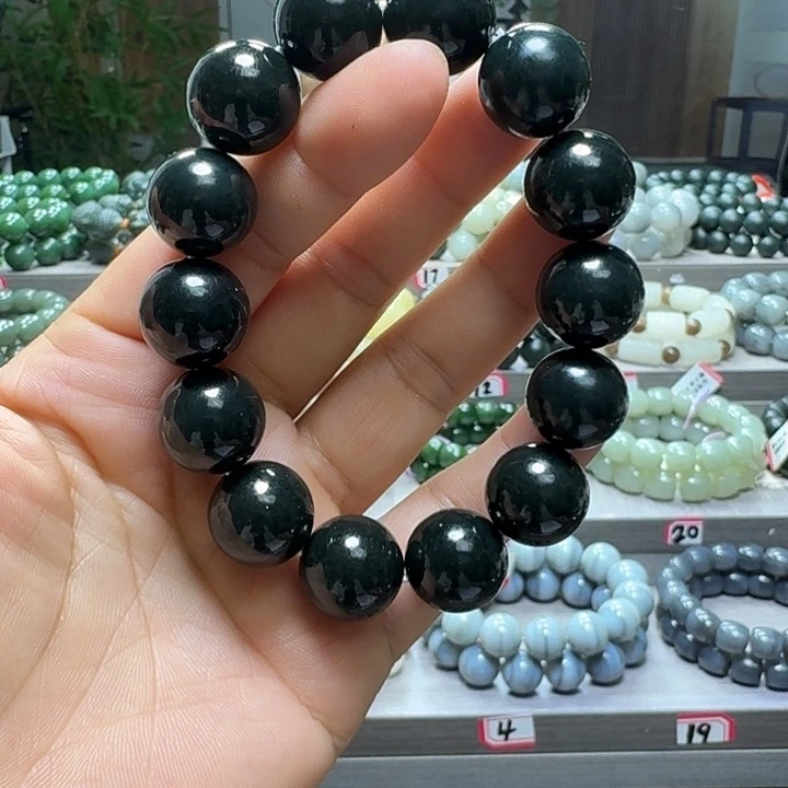 手链未镶嵌和田玉新疆黑青卡16