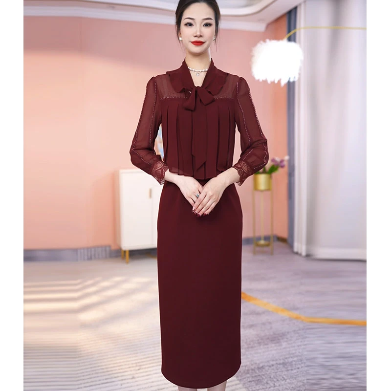 JG-25160CX 新款2025年春季精致气质假两件连衣裙时尚显瘦 M-4XL