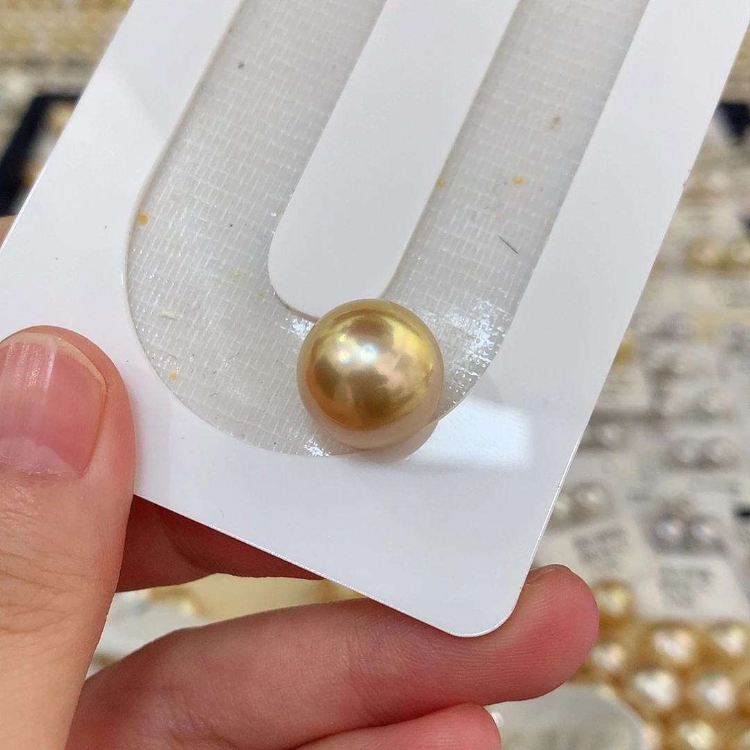 未镶嵌极光金珠13.5mm海水珍珠濮***咧
