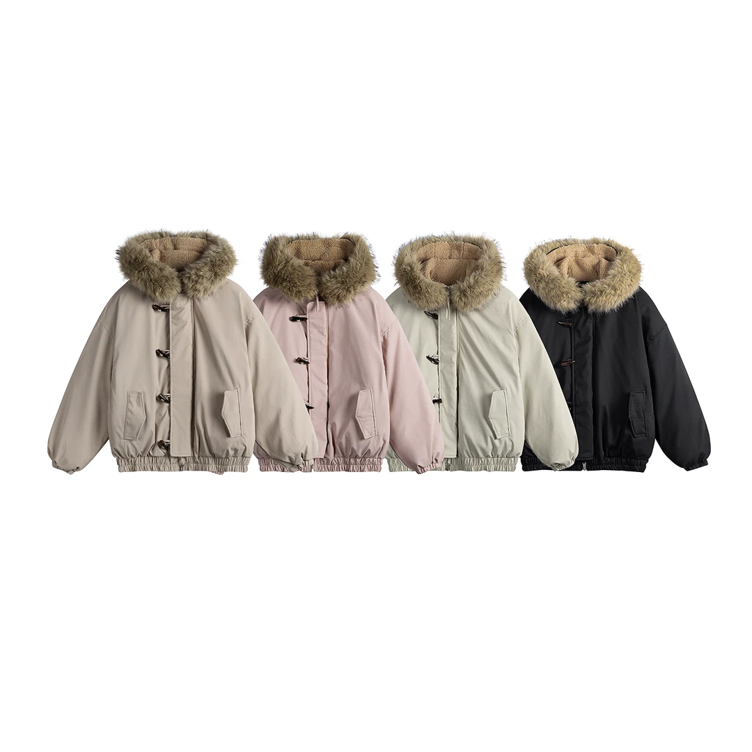 保暖连帽常规款棉衣棉服户外防水宽松加绒女短款休闲加厚冬季棉衣