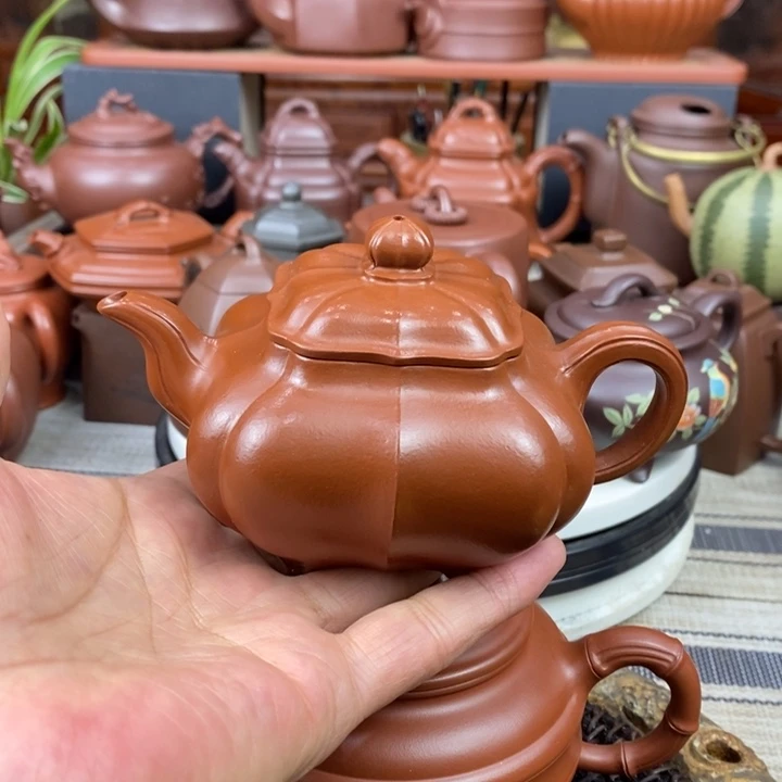 紫砂茶壶筋纹传炉230cc原矿赵庄朱泥特价