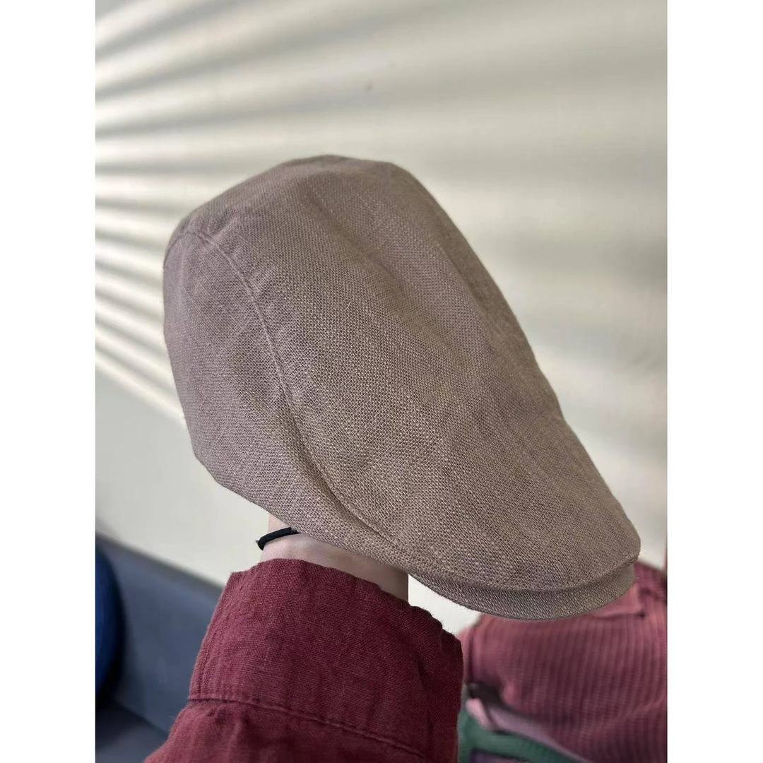 【半奏】春季新款文艺风高定薄款亚麻可调节鸭舌帽