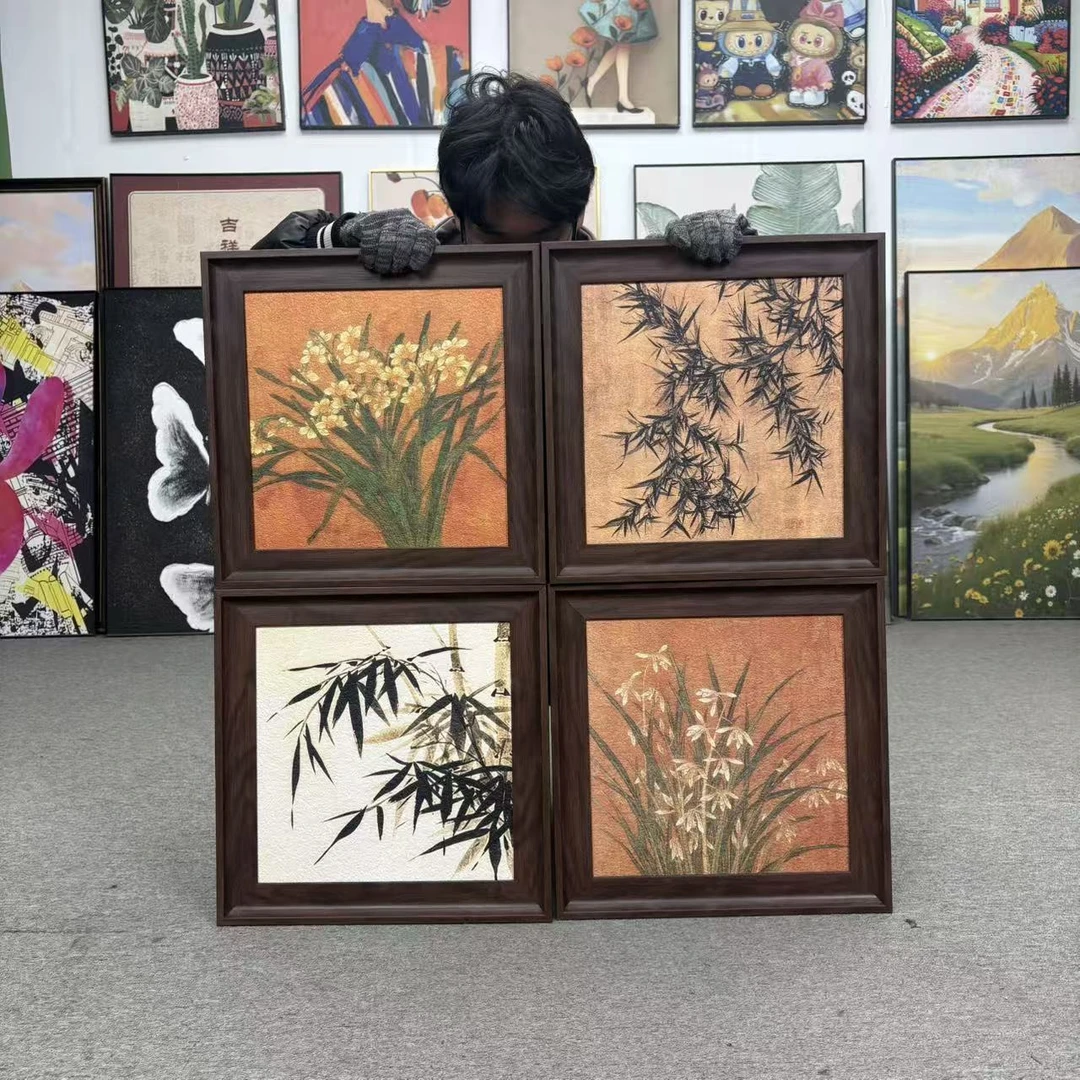 新中式古典美学客厅玄关装饰画法式复古竹子挂画440